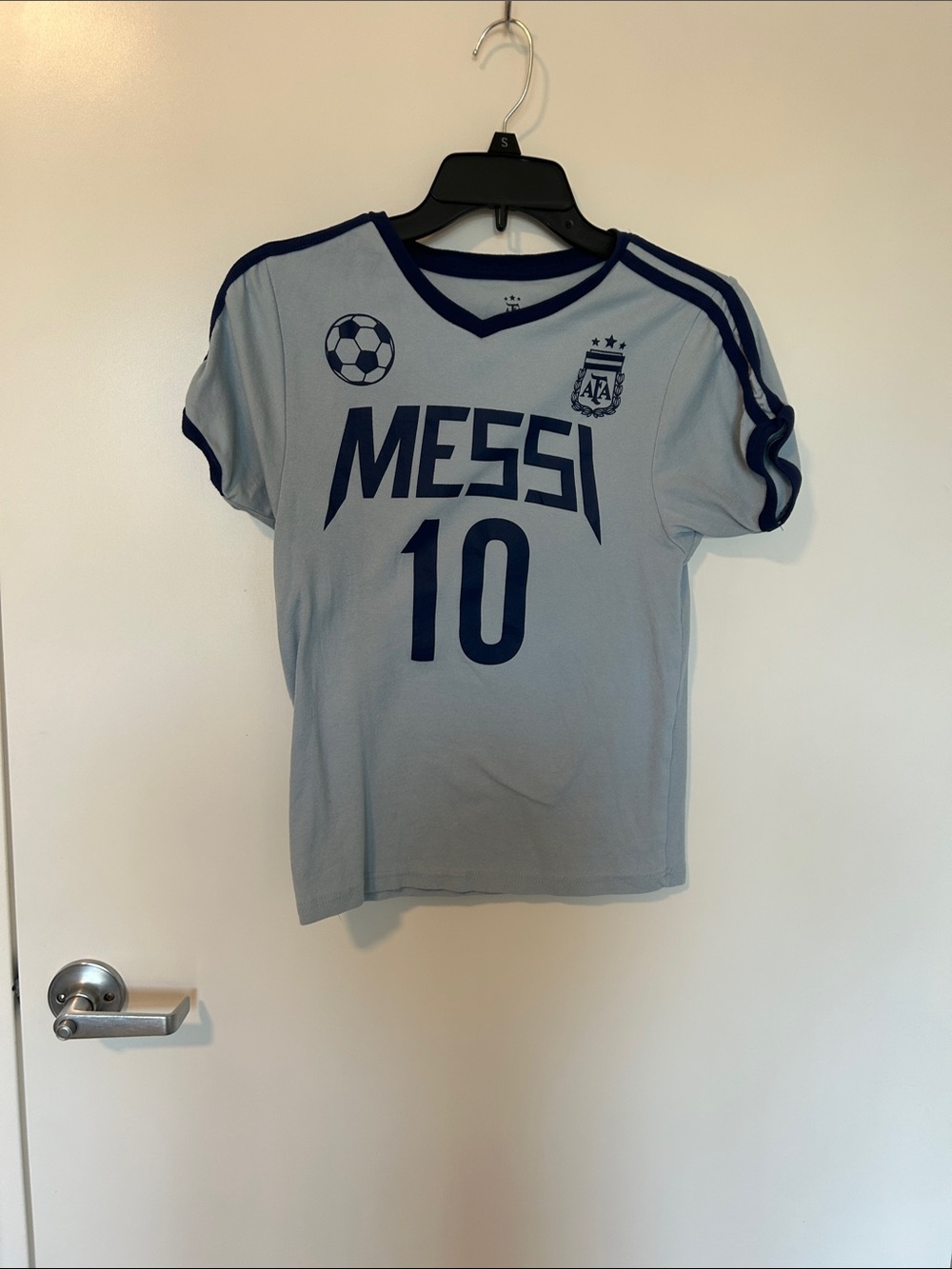 Juniors Short-Sleeve Soccer Tee - Light Blue/Navy
